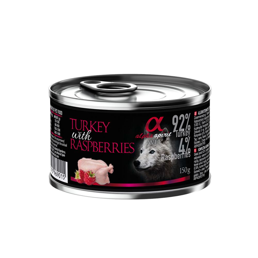 Alpha Spirit Mokra Karma dla Psa Indyk z Malinami 150 g