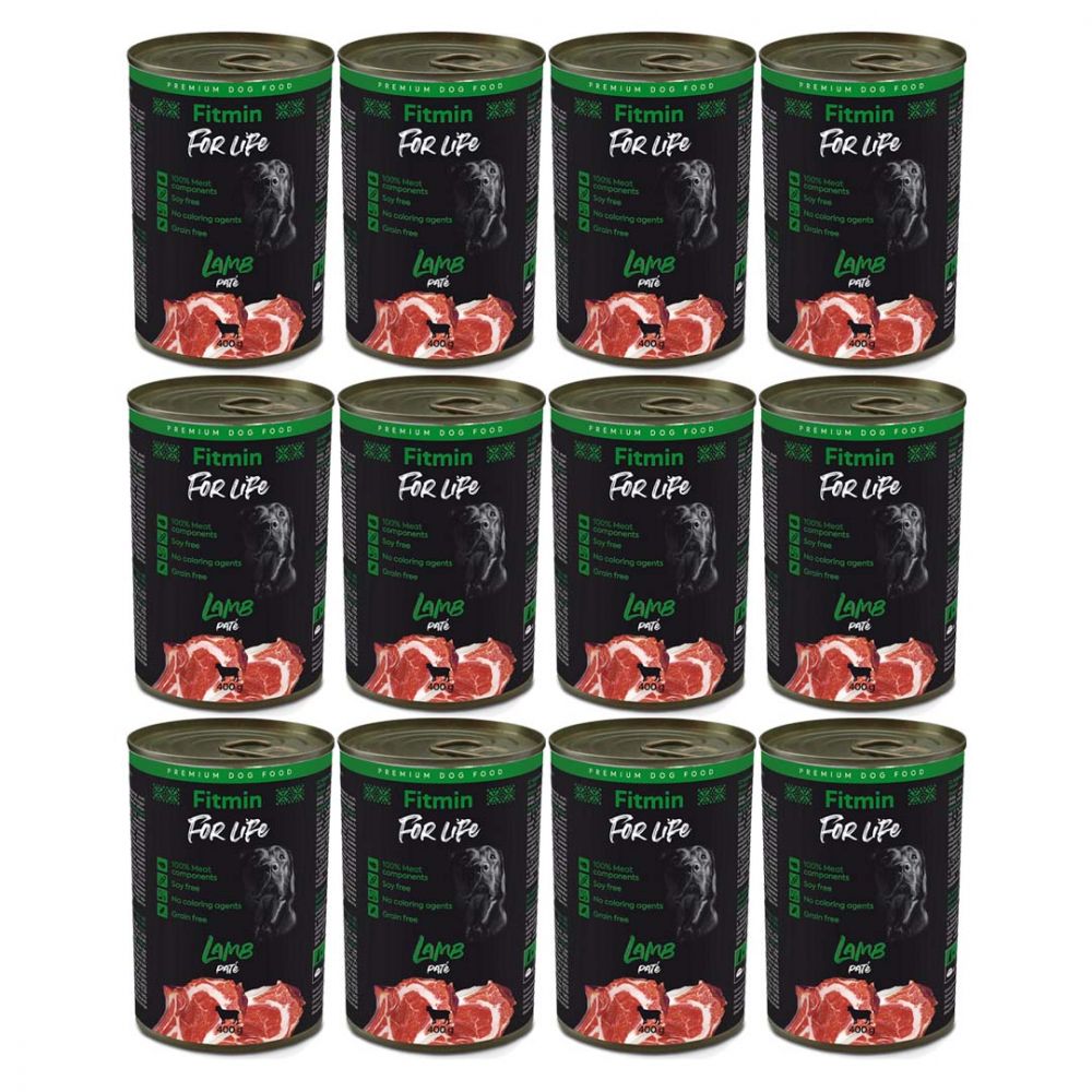 Pakiet Fitmin For Life Lamb Pate Karma Dla Dorosłych Psów z Jagnięciną 12 x 400 g