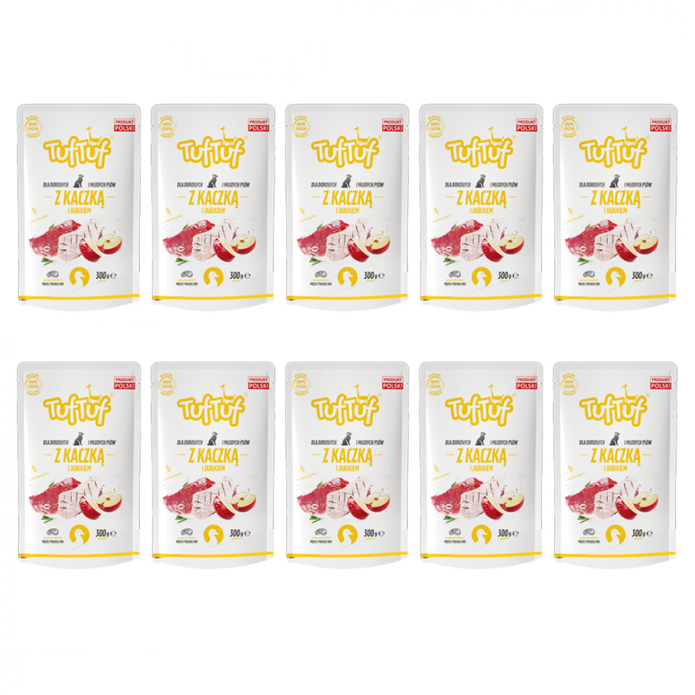 Pakiet Bult TufTuf Mielonka Dla Młodych i Dorosłych Psów Z Kaczką i Jabłkiem 10 x 300 g