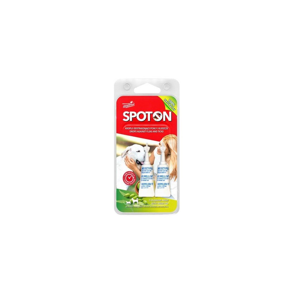 Amiwet Spot - On Krople Odstraszające Pchły i Kleszcze 2 ml x 2