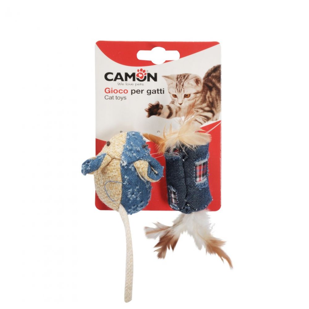 Camon Cat Toy Cylinder i Mysz z Tkaniny