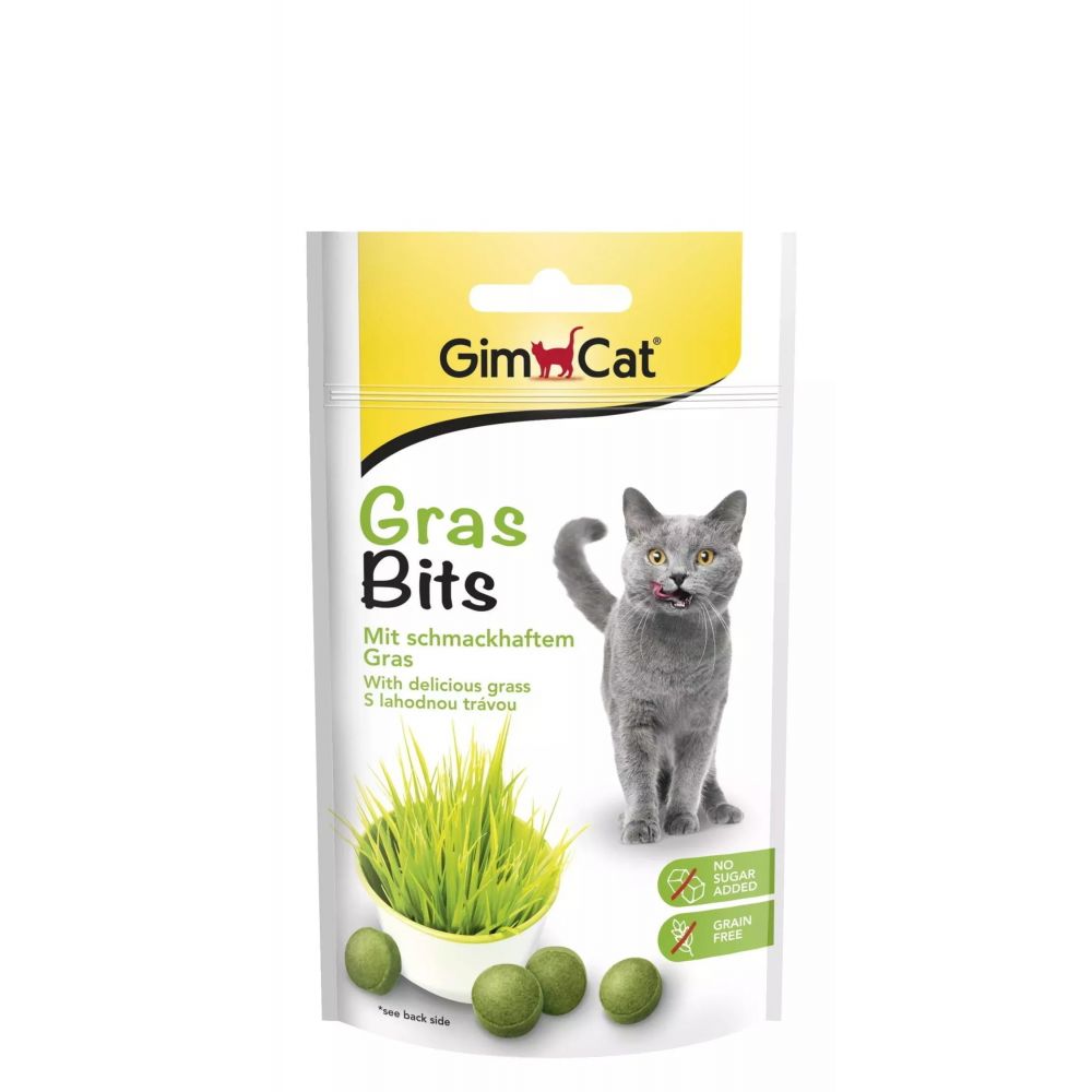 GIMCAT Gras Bits Tabs 40g przysmaki dla kota z trawą