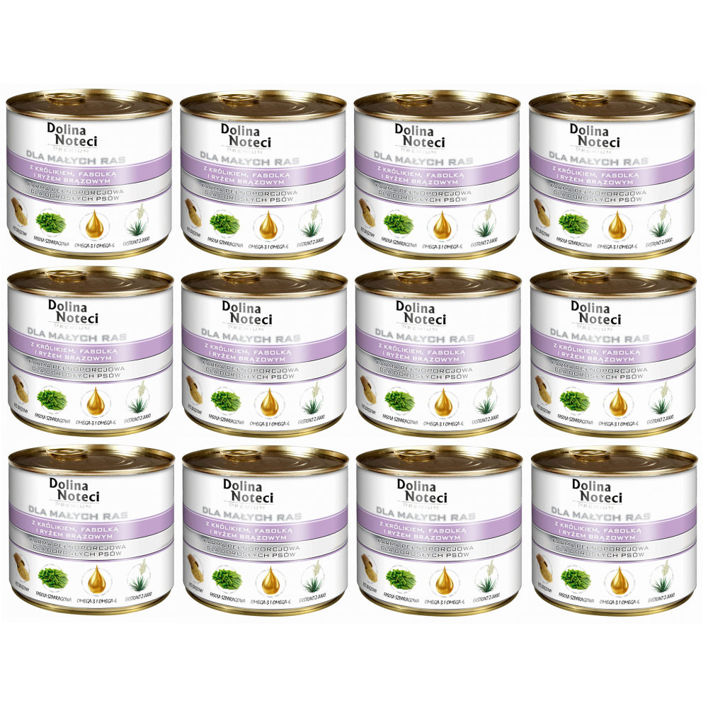 Pakiet Dolina Noteci Premium Królik Fasola i Brązowy Ryż Małe Rasy 12 x 185 g