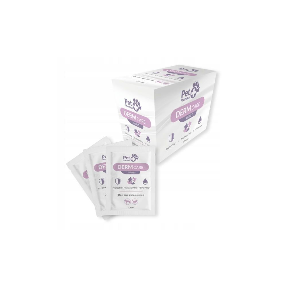 VetFood Derm Wipes 20 szt Chusteczki Nawilżane