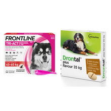 Pakiet Frontline Tri-Act dla Psów 40 - 60 kg XL 3 Pipety + Drontal Plus Flavour 2 Tabletki