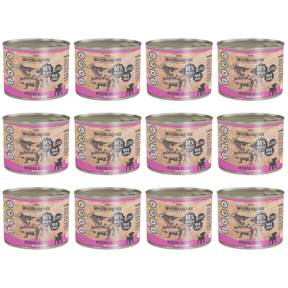 Pakiet Wiejska Zagroda Mięsna Uczta Karma Dla Szczeniąt 12 x 200 g