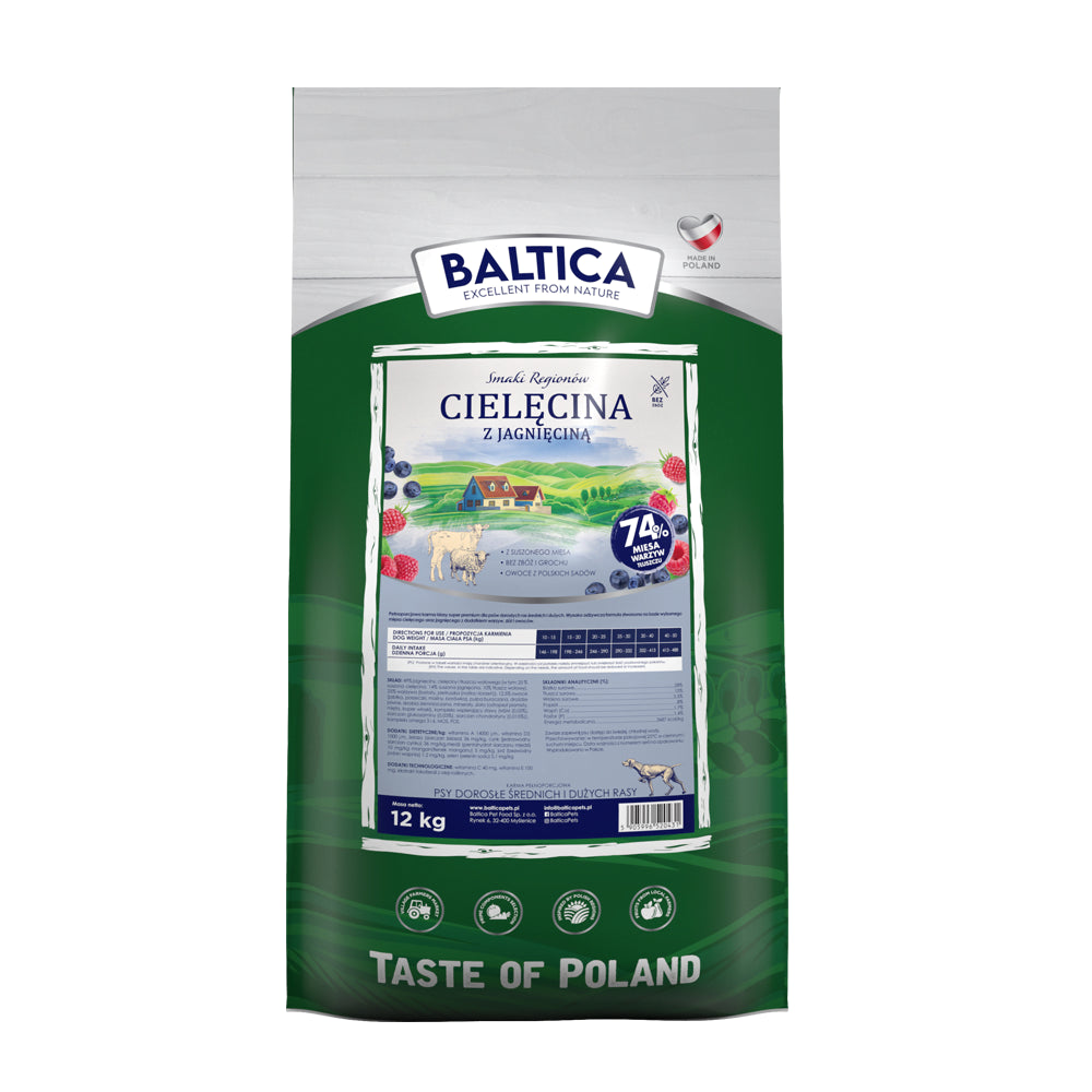 BALTICA cielęcina z jagnięciną dla dużych ras 12kg