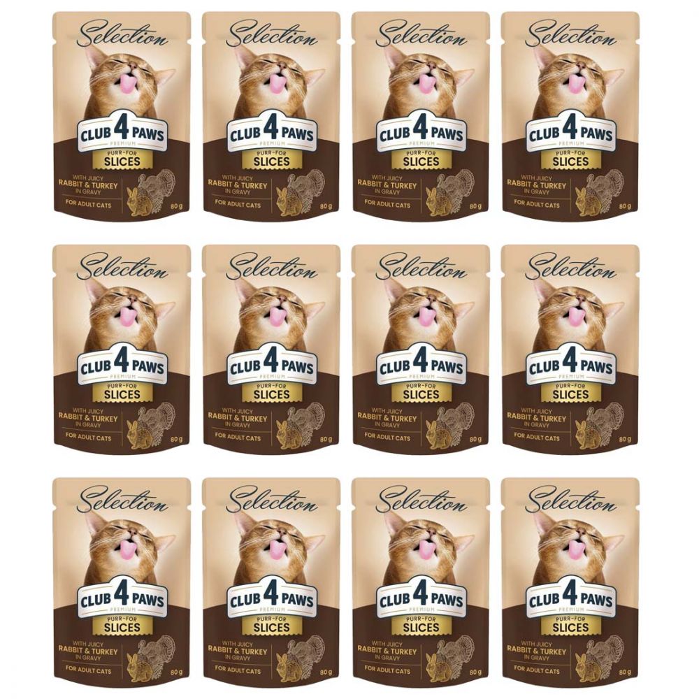 Pakiet Club 4 Paws Mokra Karma Dla Dorosłych Kotów Królik Z Indykiem W Sosie 12 x 80 g