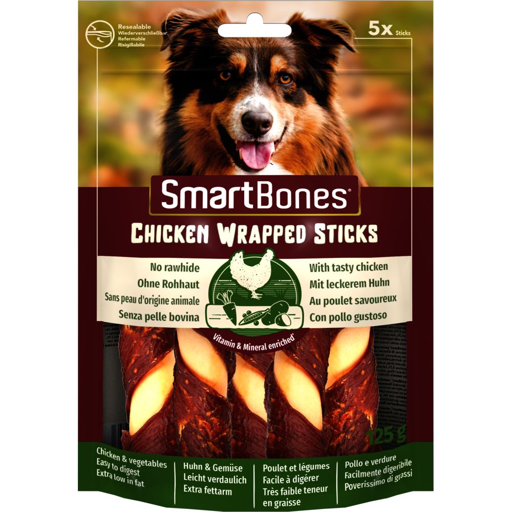 Smart Bones Chicken Wrap Sticks Medium Pałeczki Rolowane Do Żucia Dla Psów 5 Sztuk 125 g