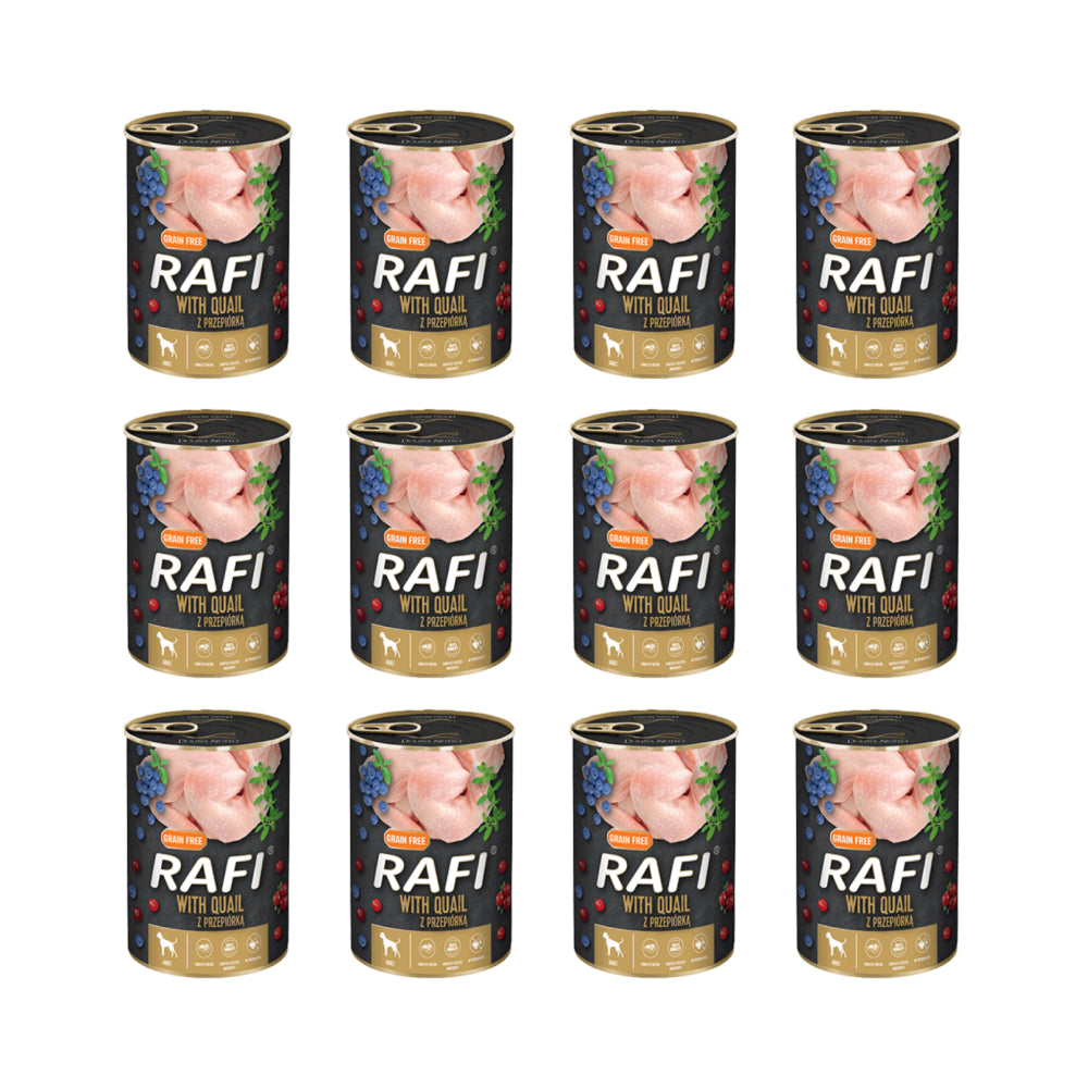PAKIET FBA Karma Dla Psa Rafi z Przepiórką, Borówką i Żurawiną 400 g X 12
