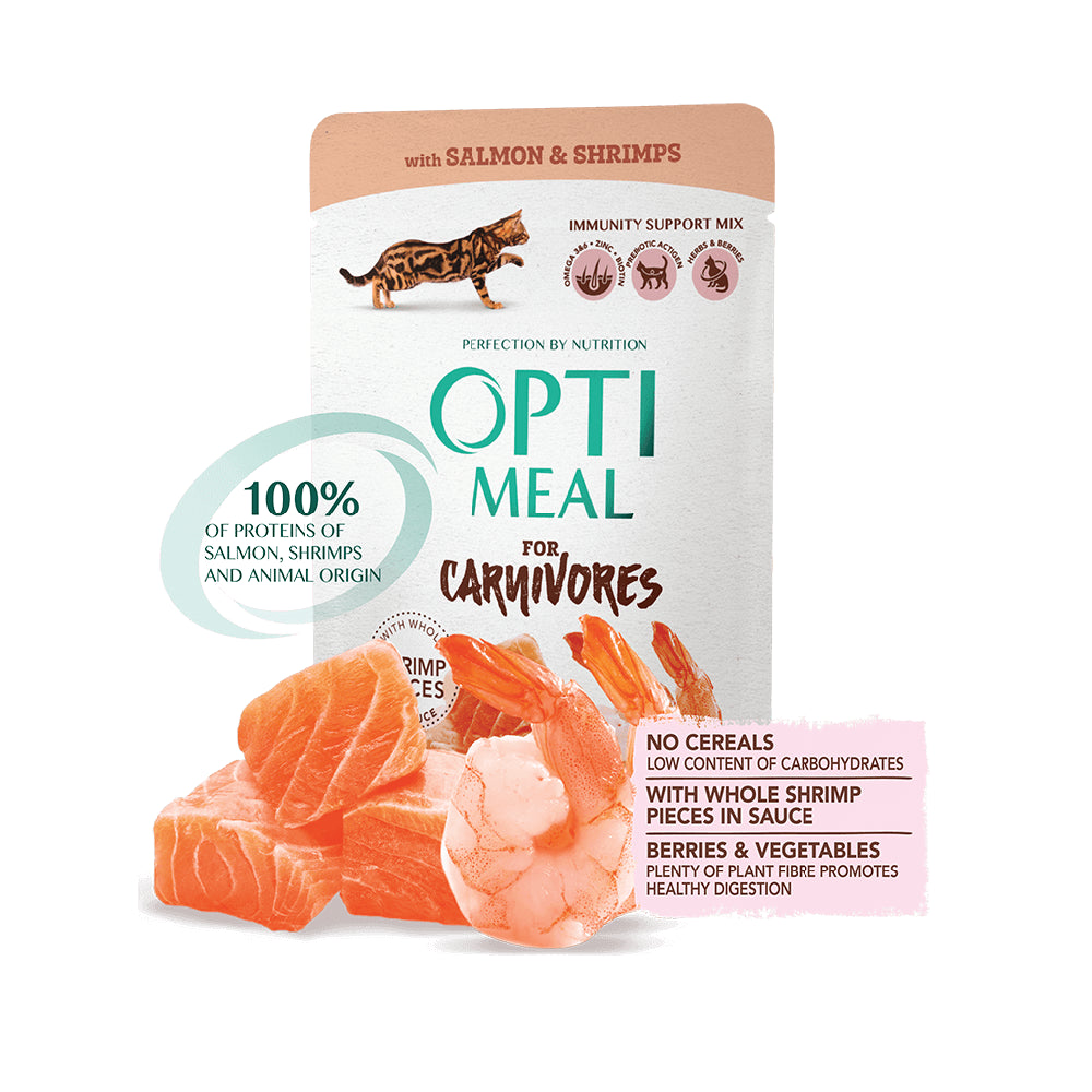 Optimeal For Carnivores Z Łososiem I Krewetkami W Sosie Bezzbożowa 85 g