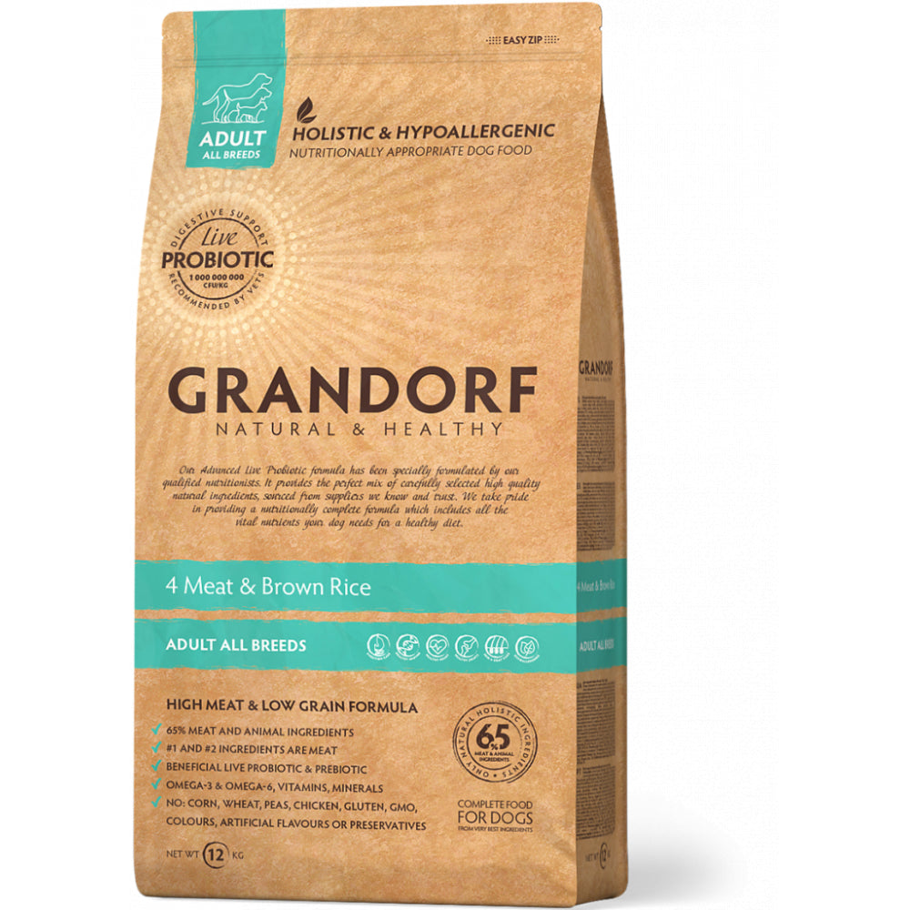 Grandorf 4 Meat & Brown Rice Adult All Breeds Karma Dla Dorosłych Psów Wszystkich Ras 12 kg