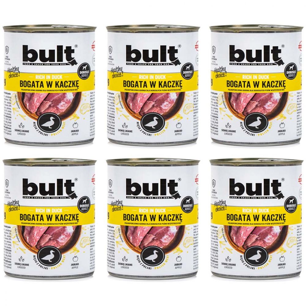 Pakiet Bult Karma Mokra Dla Dorosłych Psów Bogata w Kaczkę 6 x 800 g