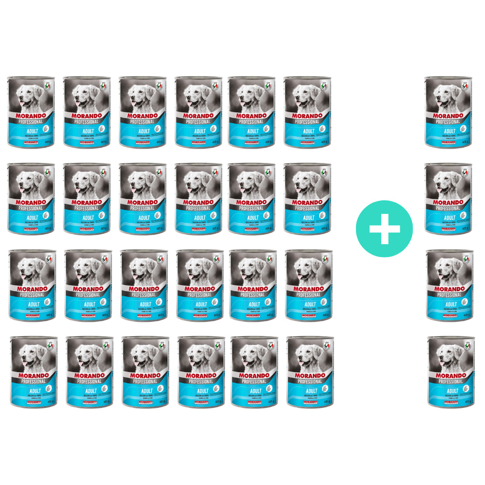 Pakiet Morando Pro Mokra Karma Dla Psa Kawałki Tuńczyk 24 x 405 g + 4 Puszki GRATIS!
