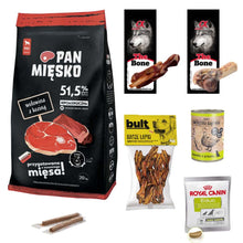 Pakiet Pan Mięsko Karma Sucha Dla Dorosłych Psów Wołowina Z Koziną Rozmiar M 20 kg + 7 GRATISÓW!