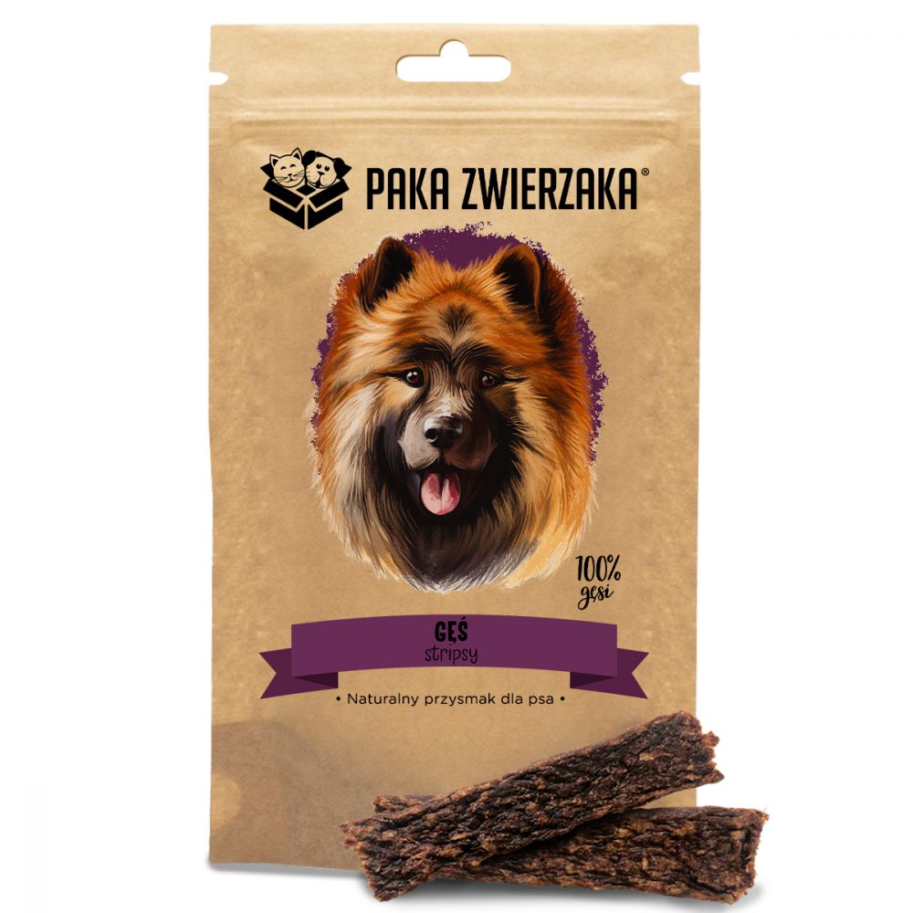 Paka Zwierzaka Stripsy Gęś 100 % Przysmak Dla Psa 80 g