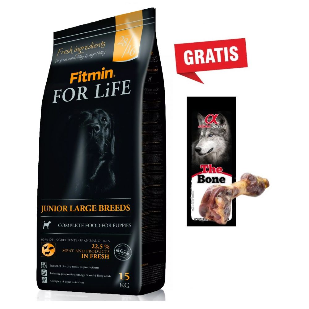 Pakiet Fitmin For Life Junior Large Breed 15 kg + Noga hiszpańska GRATIS