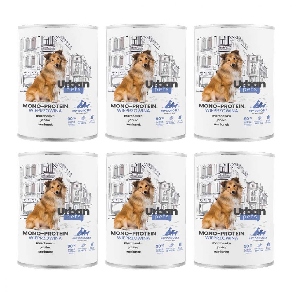 Pakiet Over Zoo Urban Pets Mono Protein Mokra Karma Dla Dorosłych Psów Wszystkich Ras Z Wieprzowiną 6 x 800 g