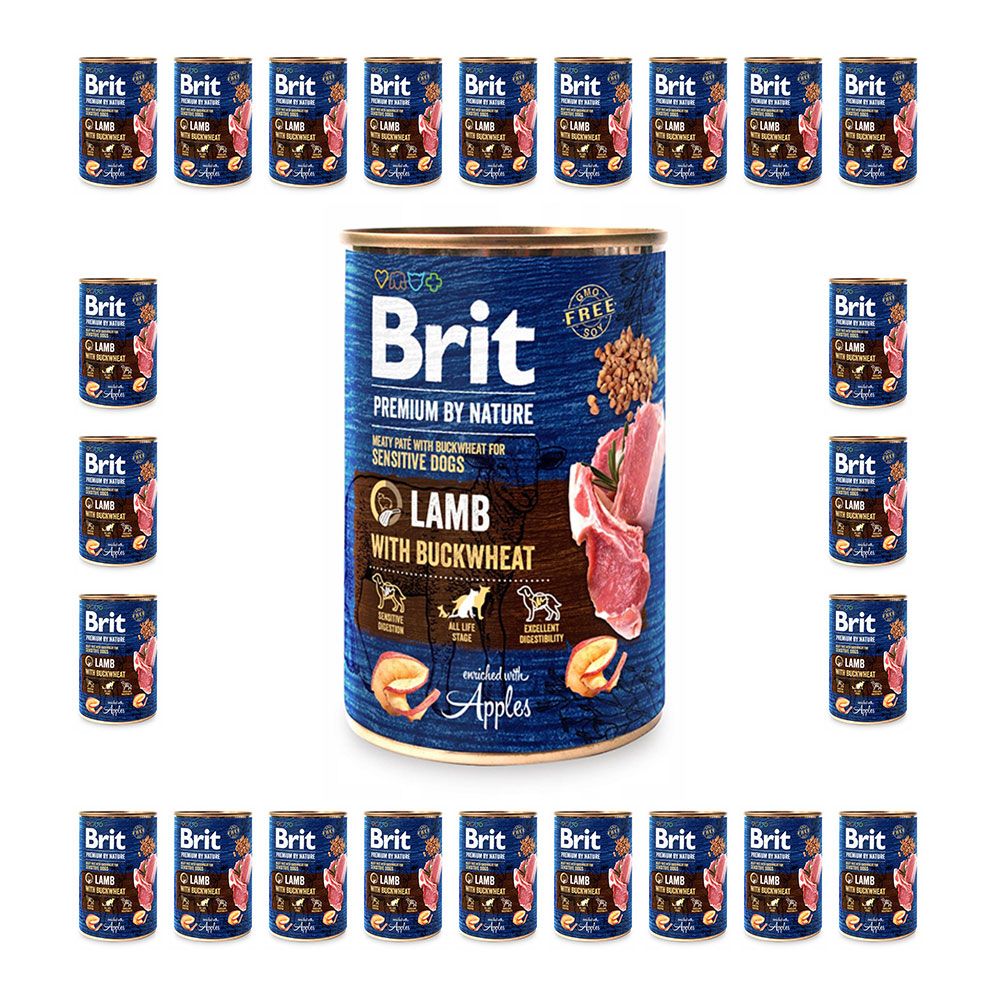 Pakiet Brit Premium By Nature Lamb with Buckwheat Jagnięcina Gryka Mokra Karma Dla Psa 24 x 400 g