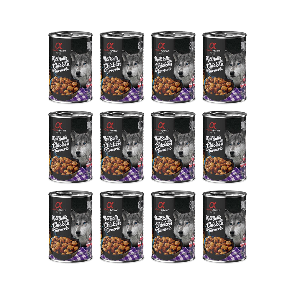 Pakiet Alpha Spirit Mięsne Klopsiki z Kurczakiem i Kurkumą 12 x 400 g