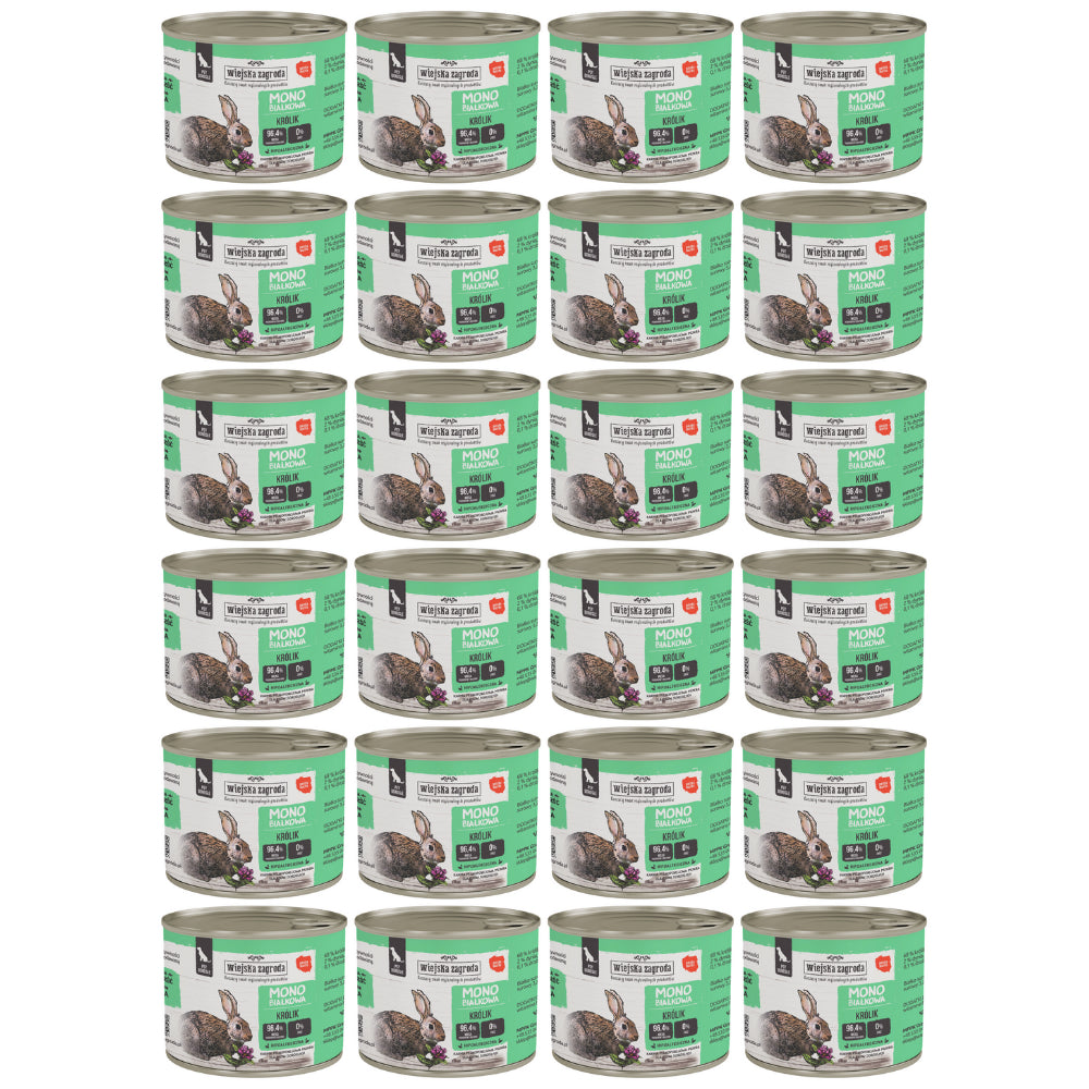Pakiet Wiejska Zagroda Monoproteinowa Mokra Karma Dla Dorosłych Psów Królik 24 x 200 g