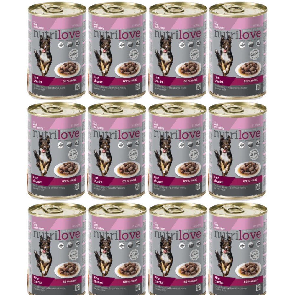 Pakiet Nutrilove Z Cielęciną I Indykiem W Sosie 12 x 415 g