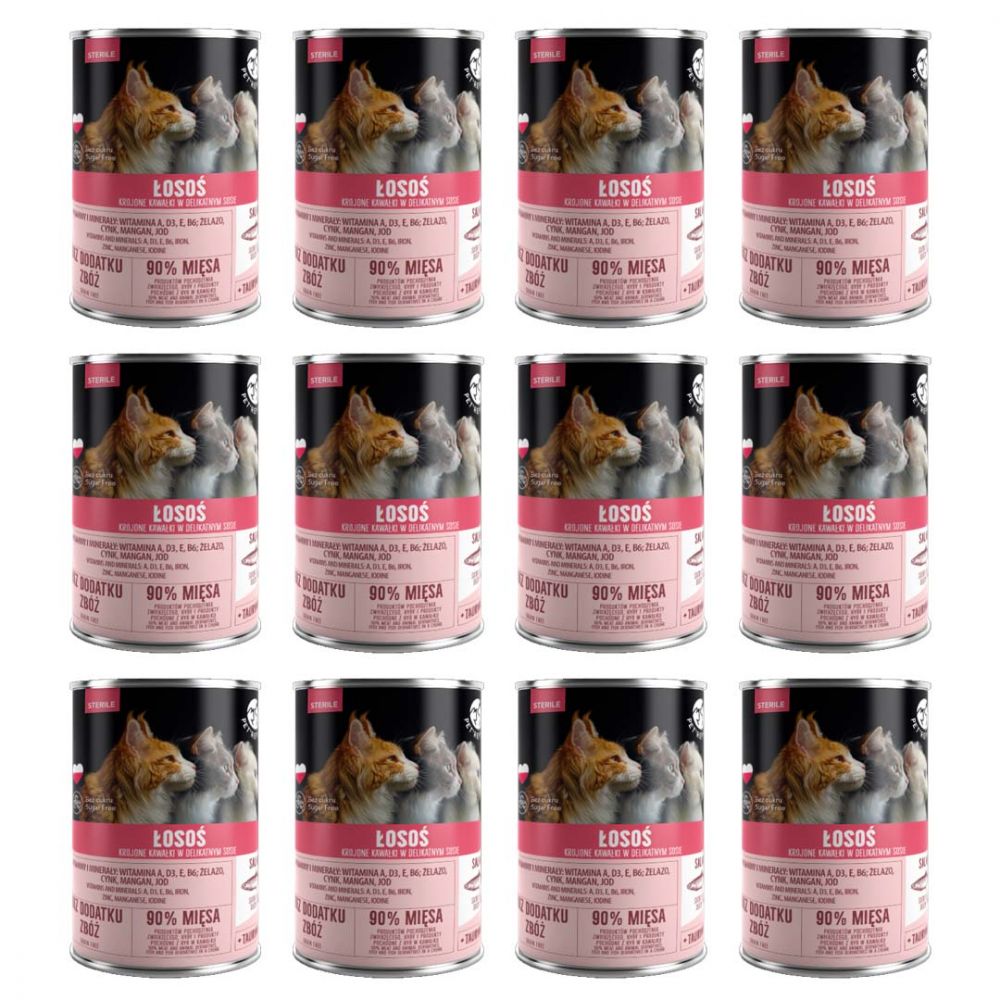 Pakiet PetRepublic Mokra Karma Dla Kotów Sterylizowanych Wszystkich Ras Z Kawałkami Łososia W Sosie 12 x 400 g