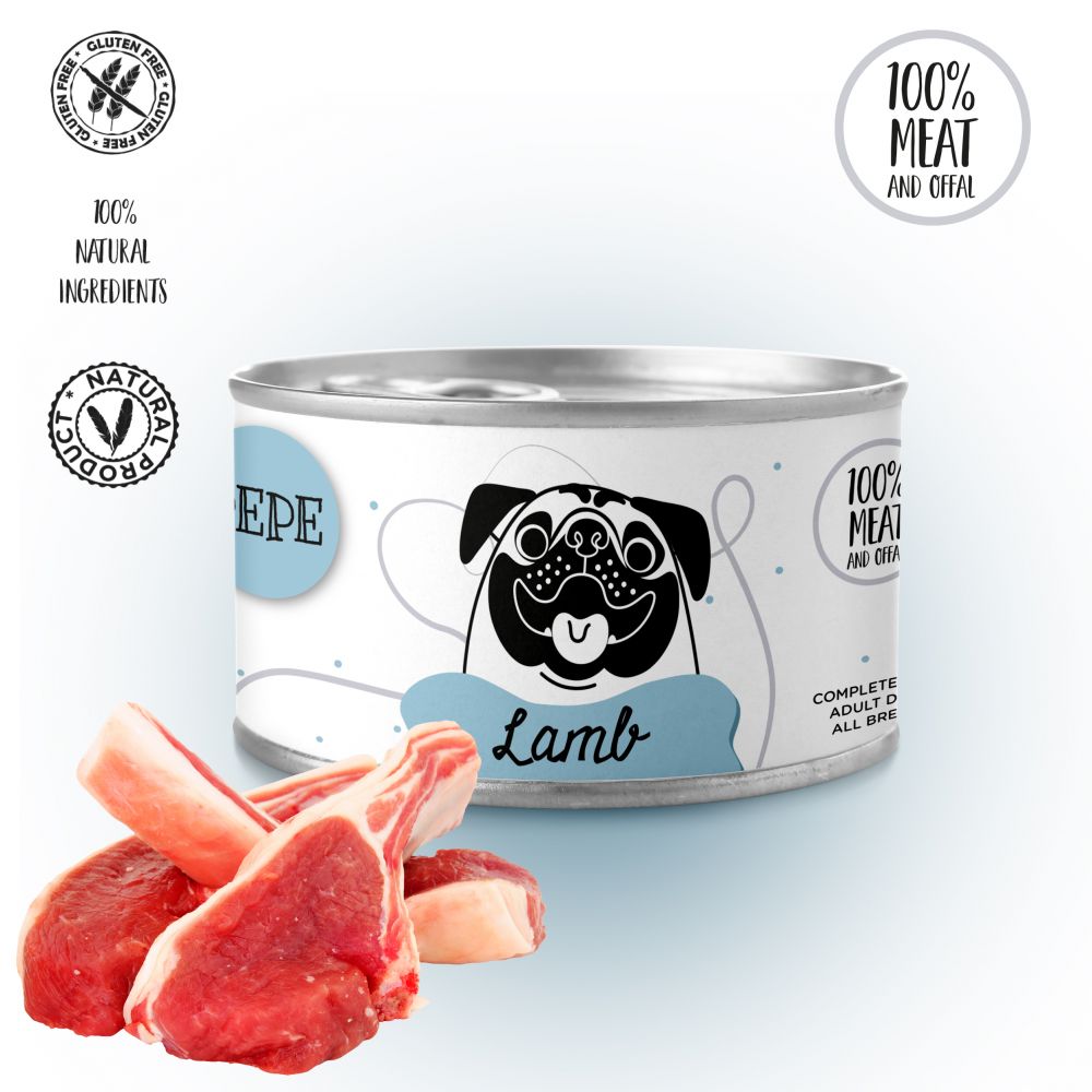 Paka Zwierzaka Pepe Mokra Karma Dla Psa Jagnięcina 100 % 410 g