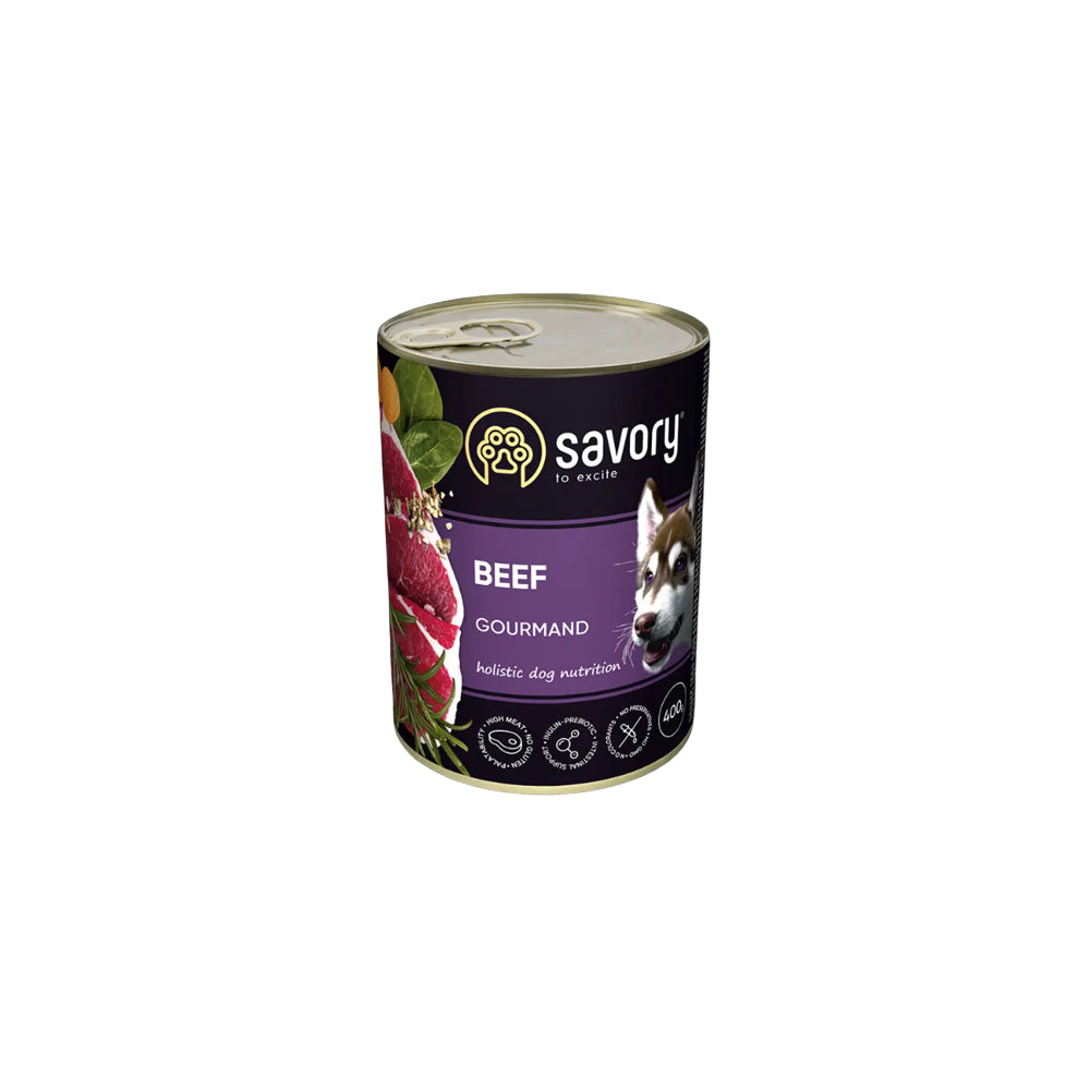 Savory Dog Adult Mono Beef Karma Mokra Monoproteinowa Dla Dorosłych Psów Wszystkich Ras z Wołowiną 400 g