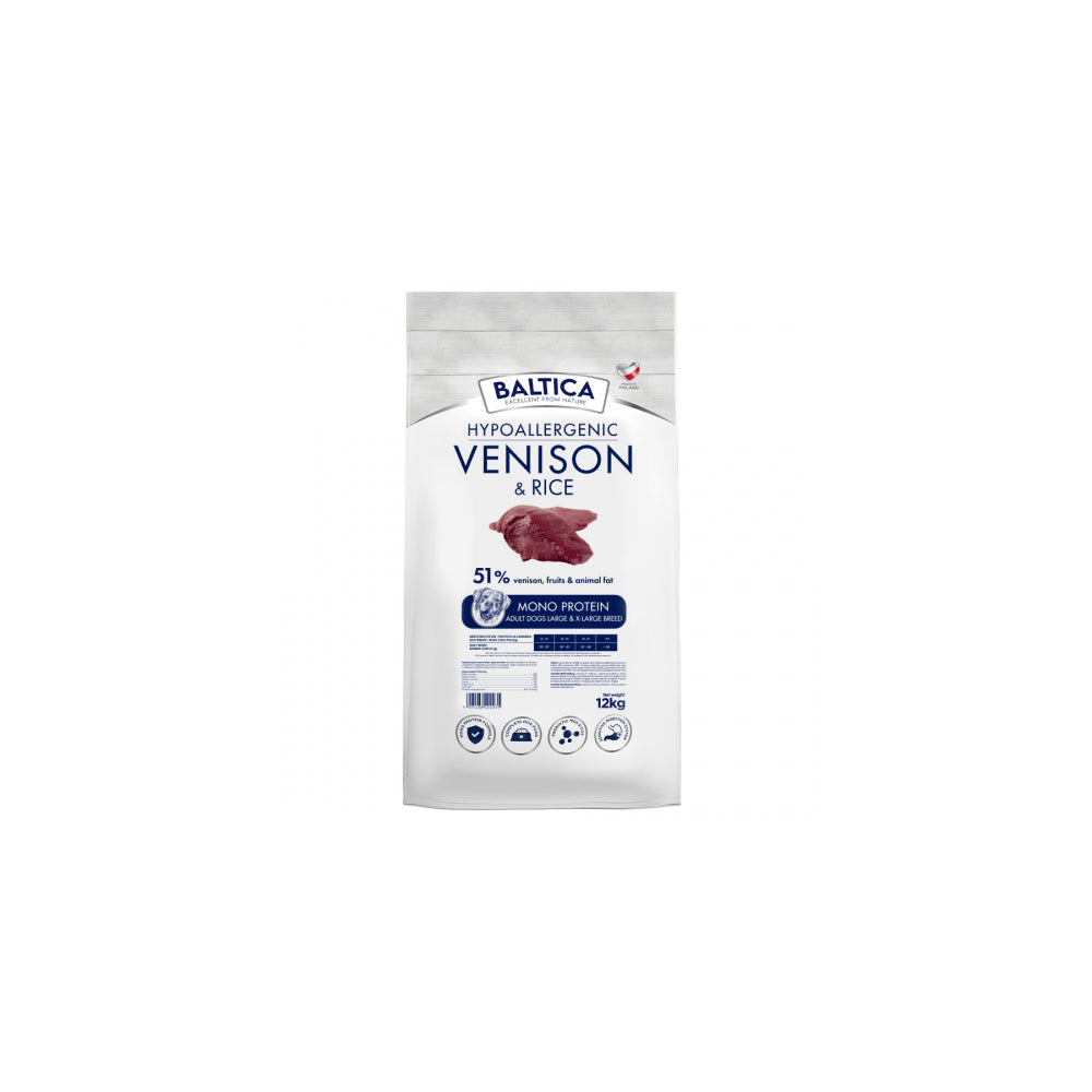 BALTICA Karma z dziczyzną i ryżem dla dużych ras L/XL 12kg