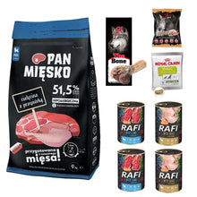 Pakiet Pan Mięsko Karma Sucha Dla Szczeniąt I Młodych Psów Cielęcina Z Przepiórką Rozmiar L 9 kg + 7 GRATISÓW!