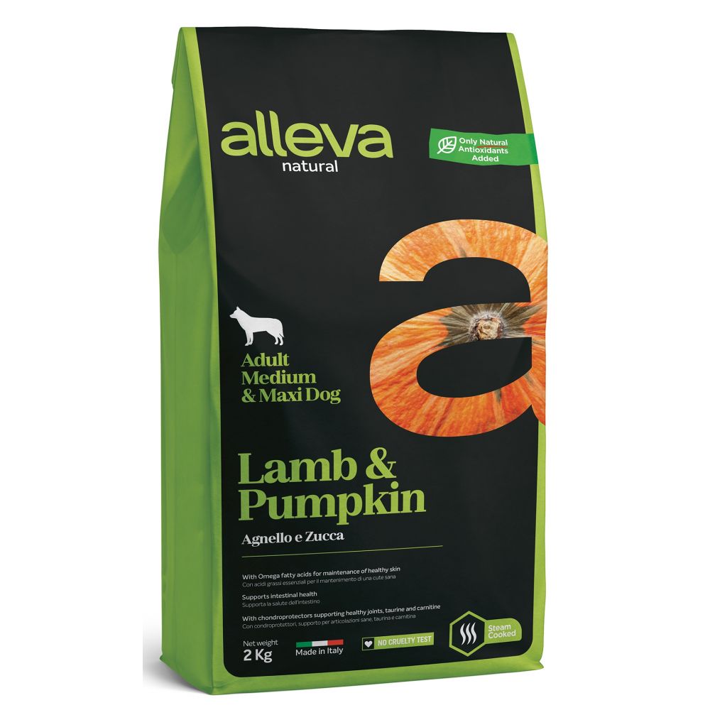 Alleva Natural Sucha Karma Dla Dorosłych Psów Średnich I Dużych Ras Z Jagnięciną I Dynią 2 kg
