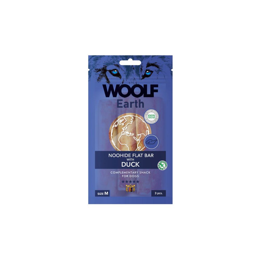 Woolf Earth Noohide Flat Bar Duck  Przysmak Dla Psa Kaczka Rozmiar M 85 g