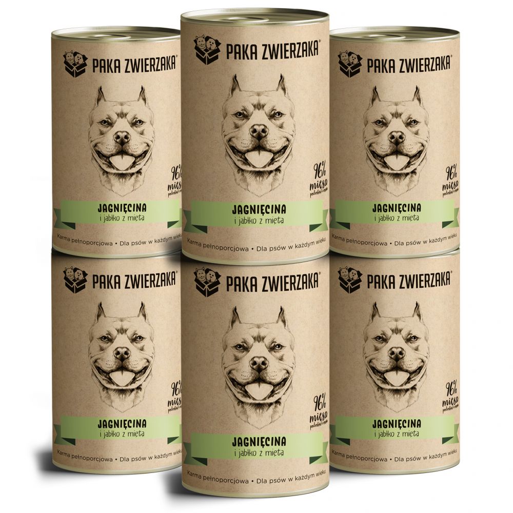 Pakiet Paka Zwierzaka Mokra Karma Dla Psa Jagnięcina Jabłko 6 x 400 g