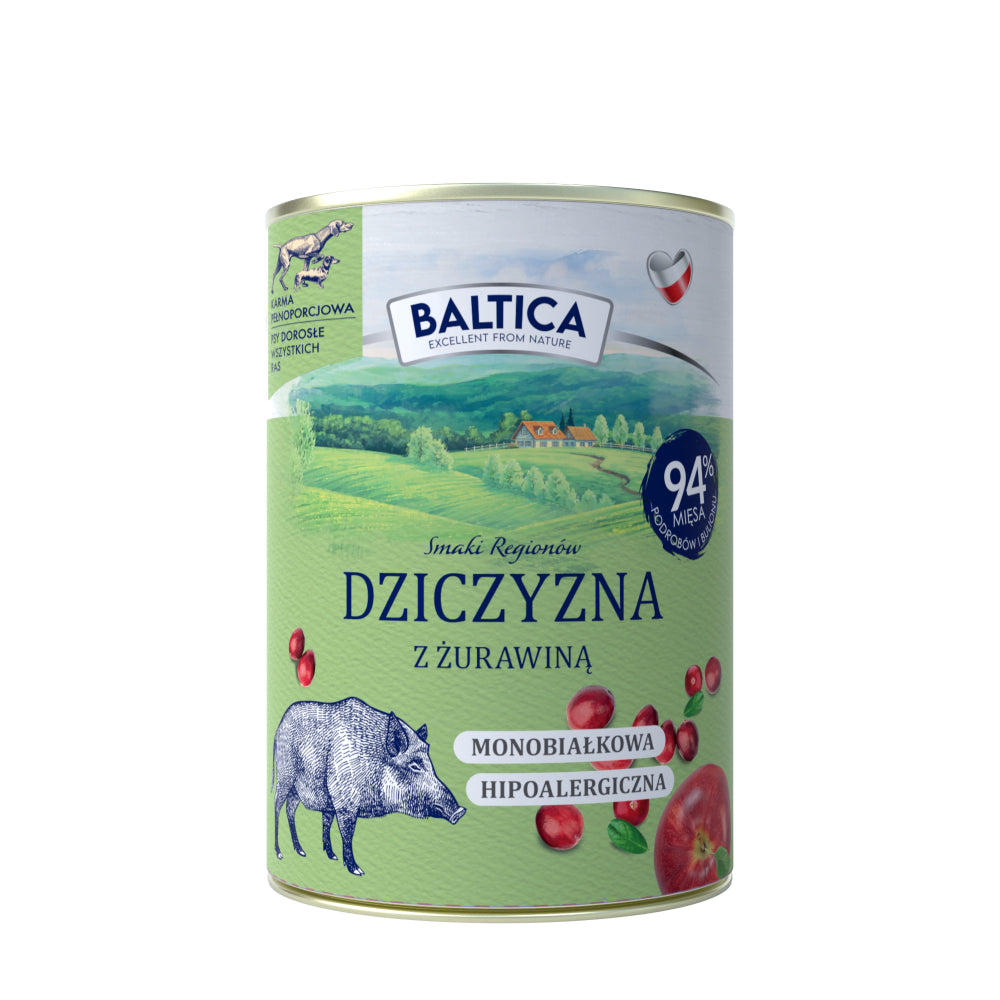 BALTICA dziczyzna z żurawiną 400g monoproteinowa bezzbożowa