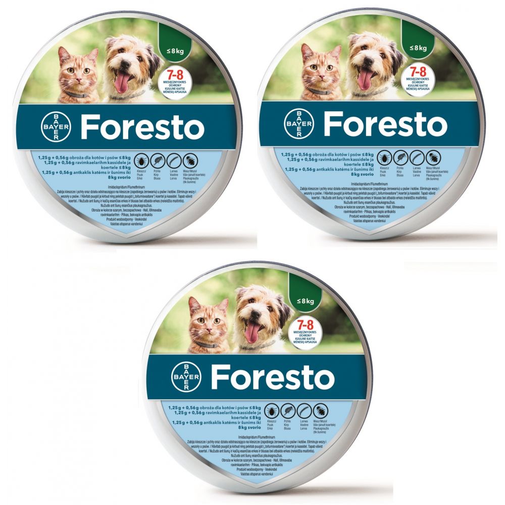 Zestaw 3 Foresto dla Kota i Psa do 8 kg