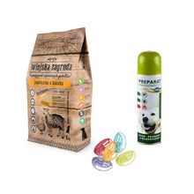 Pakiet Wiejska Zagroda Jagnięcina z Kaczką Mniejsze Rasy 9 kg + 2 GRATISY-Kleszczołapki, Preparat Owadobójczy