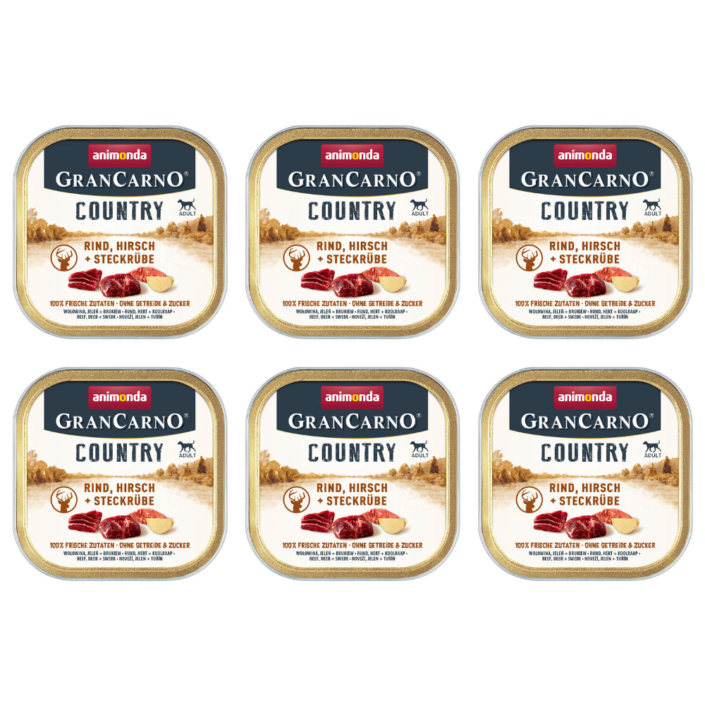 Pakiet Animonda Grancarno Country Wołowina, Jeleń i Brukiew Mokra Karma Dla Psa 6 x 150 g