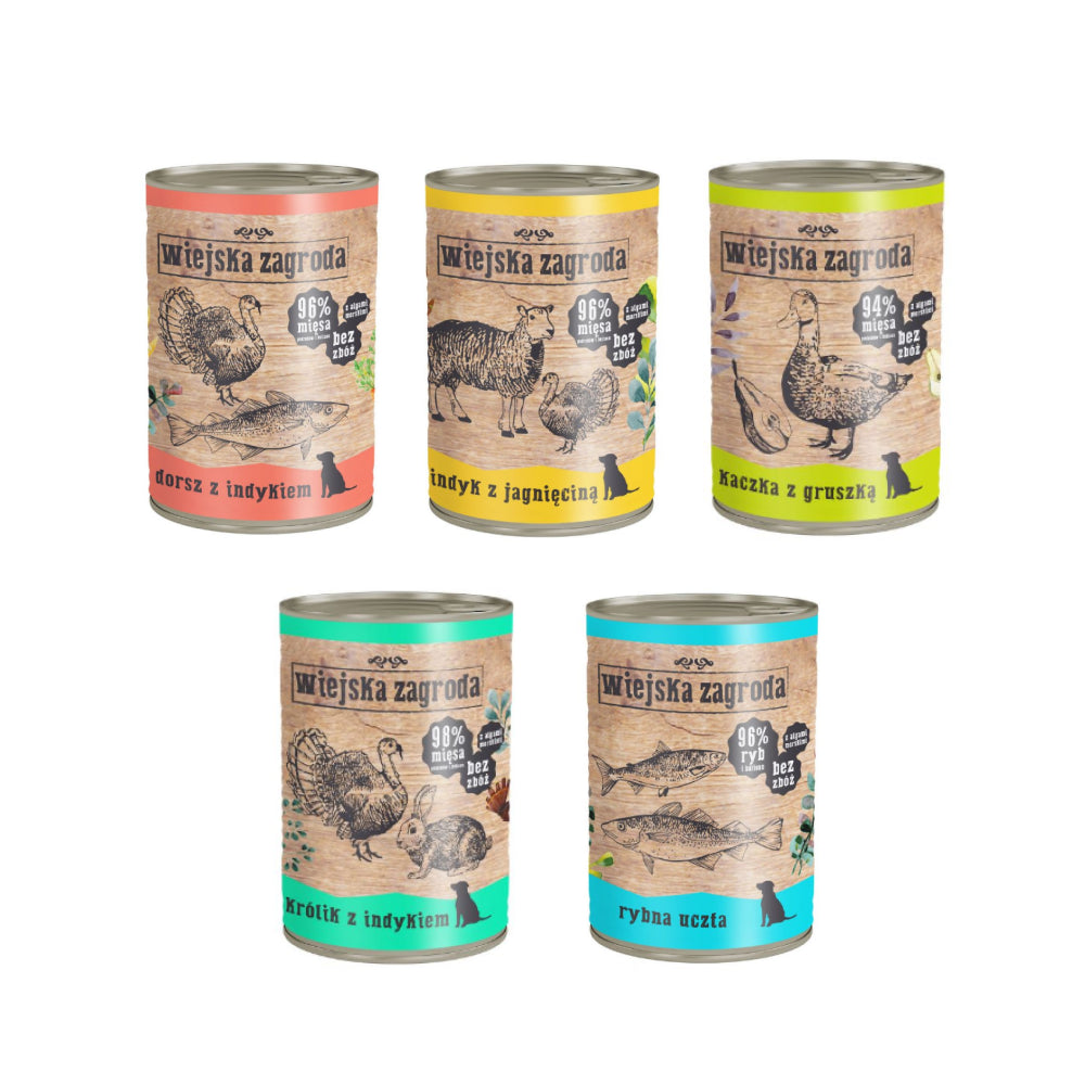 Pakiet Wiejska Zagroda Mokra Karma Dla Psa Mix Smaków 5 x 400 g