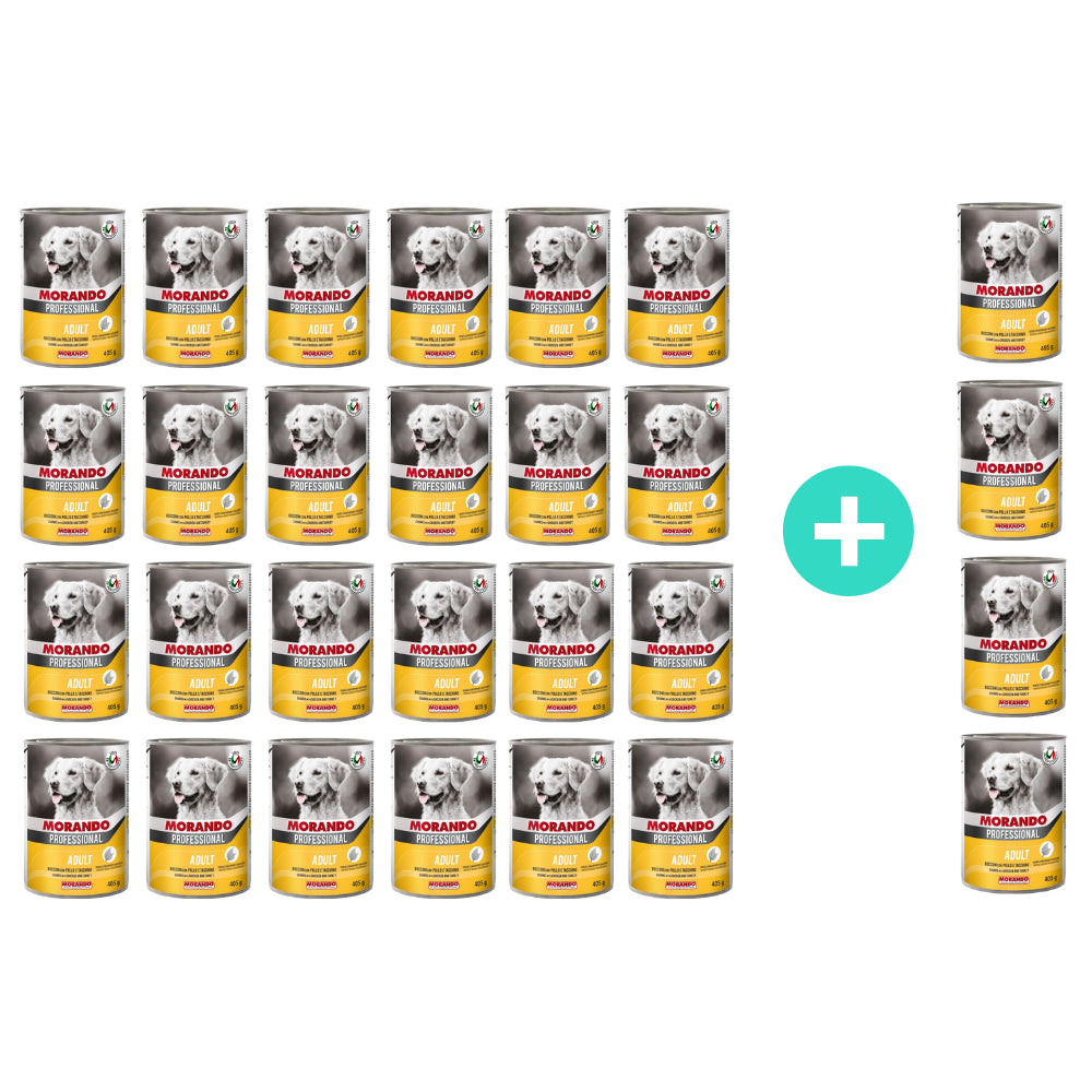 Pakiet Morando Pro Mokra Karma Dla Psa Kawałki Kurczak i Indyk 24 x 405 g + 4 Puszki GRATIS!