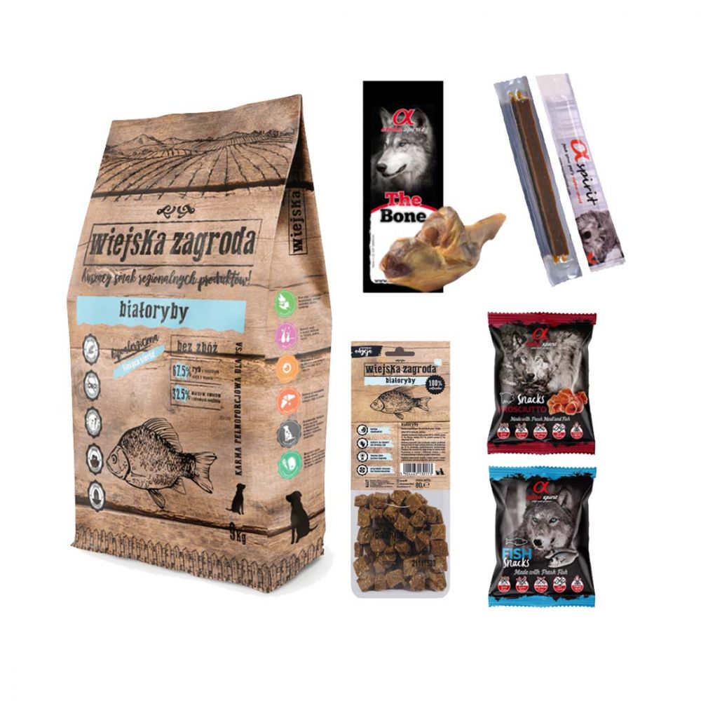 Pakiet Wiejska Zagroda Białoryby 9 kg + 6 Przysmaków GRATIS!