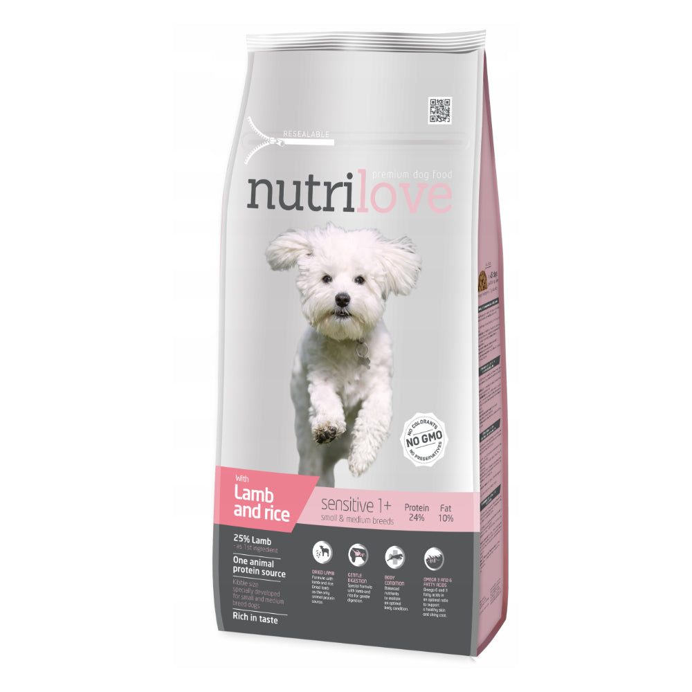 Nutrilove Sensitive Sucha Karma Dla Dorosłych Psów Małych i Średnich Ras Jagnięcina z Ryżem 8 kg