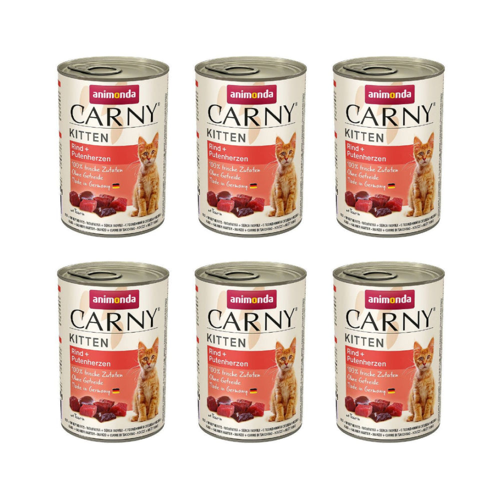 Pakiet Animonda Carny Wołowina z Sercami Indyczymi Kitten 6 x 400 g