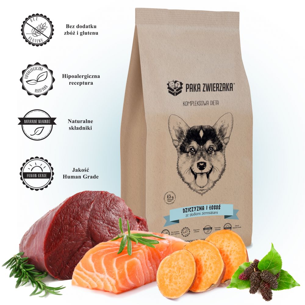Paka Zwierzaka Bezzbożowa Karma Dla Psa Dziczyzna Łosoś 2 kg