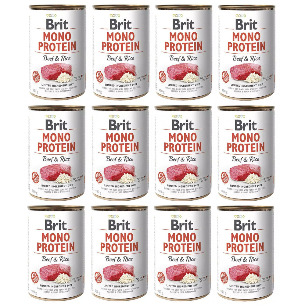 Pakiet Brit Mono Protein Beef & Rice Wołowina & Ryż Mokra Karma Dla Psa 12 x 400 g