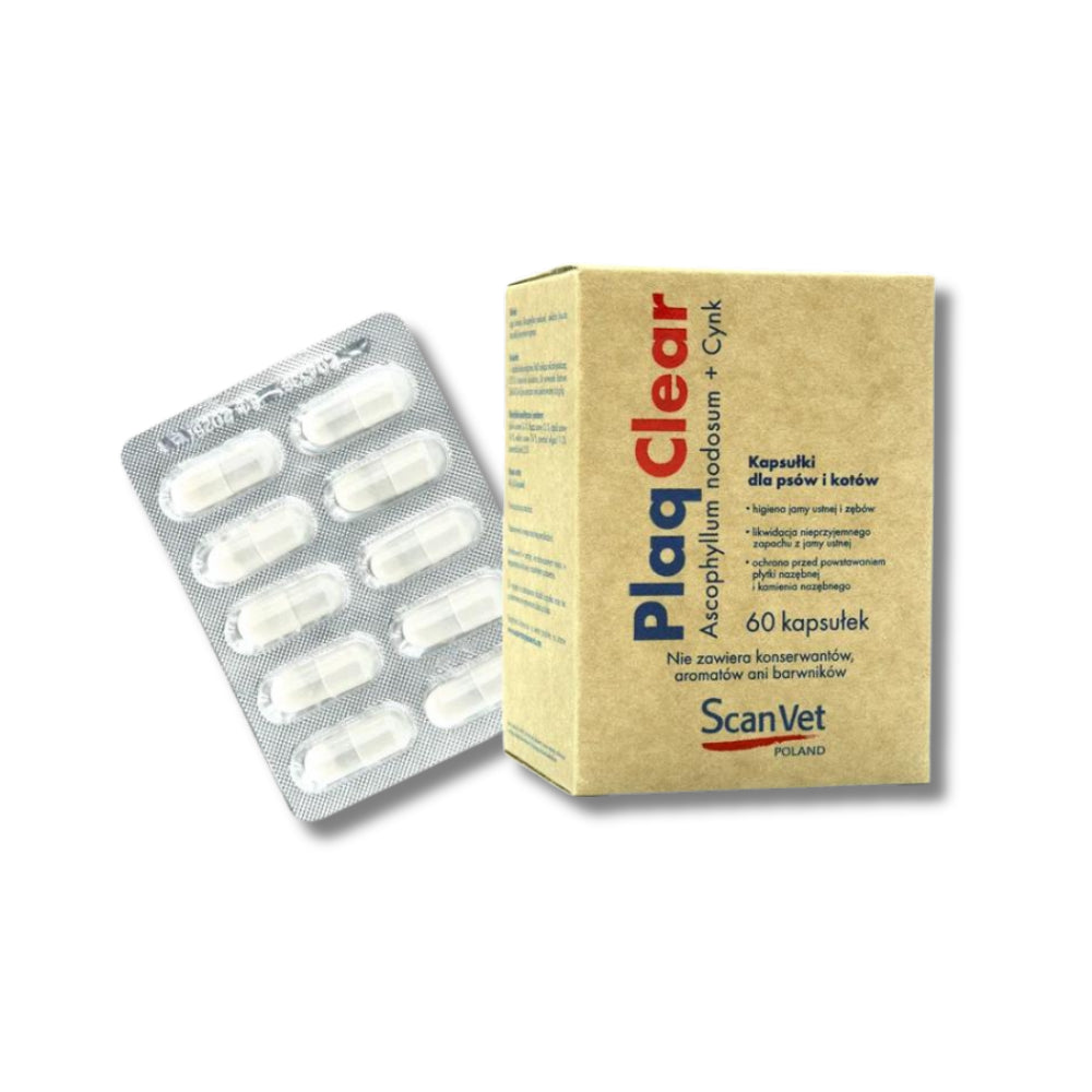 Scanvet PlaqClear 60 kapsułek Jama Usta Zęby Oddech Kamień Pies i Kot