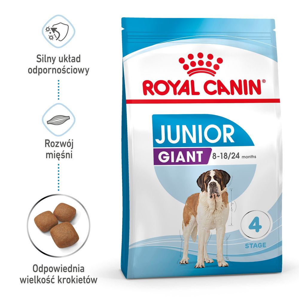 Royal Canin Giant Junior Karma Sucha Dla Szczeniąt Od 8 Do 18/24 Miesiąca Życia Ras Olbrzymich 15 kg