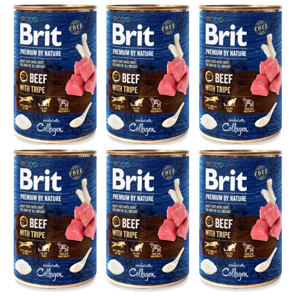 Pakiet Brit Premium By Nature Beef with Tripe Wołowina Flaczki Pasztet Dla Psa 6 x 400 g