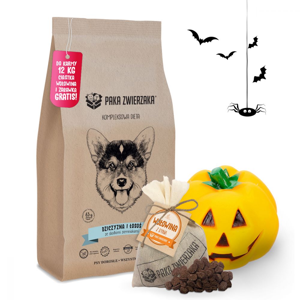 Pakiet Paka Zwierzaka Bezzbożowa Karma Dla Psa Dziczyzna Łosoś 12 kg + Zabawka, Przysmak GRATIS!