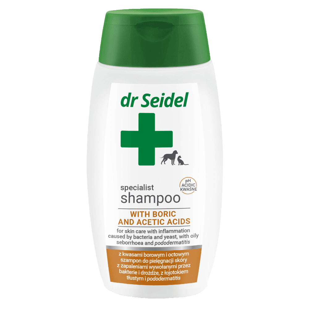 Dr Seidel Szampon z Kwasem Borowym i Octowym Dla Psów i Kotów 220 ml